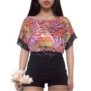 Multi-colored Festive Lace Top
